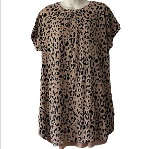 Andree By Unit Animal Print Top Tunic Sz M MedIum Brown Leopard Print Cheetah